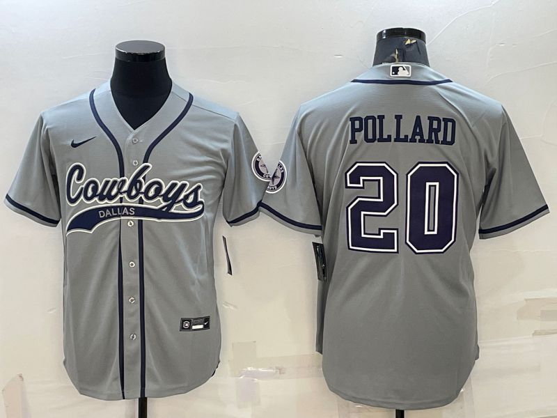 Men Dallas Cowboys 20 Pollard Grey 2022 Nike Co branded NFL Jerseys